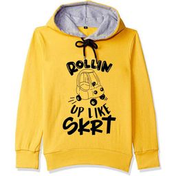 FAZZA Boys Yellow Typography Printed Hooded Cotton Sweatshirt-image-88