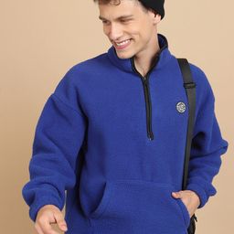 HIGHLANDER High Neck Half Zipper Drop Shoulder Sleeves Oversized Pullover Sweatshirt-picture-32