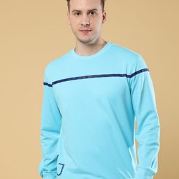 Melvin Jones Striped Round Neck Pure Cotton Pullover Sweatshirt-image-88