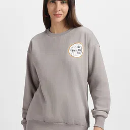 JUNEBERRY Graphic Printed Fleece Oversized Pullover Sweatshirt-picture-6