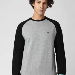 Peter England Casuals Men Grey & Black Colourblocked Sweatshirt-picture-5