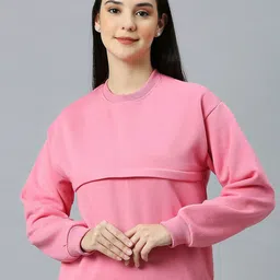 True Shape Round Neck Long Sleeves Maternity Sweatshirt-image-96
