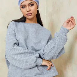 Styli Women Textured Oversized Sweatshirt-image-71