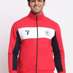 Rodamo Men Red & White Colourblocked Sweatshirt-picture-11