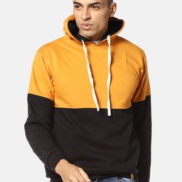 Campus Sutra Men Mustard Colourblocked Hooded Sweatshirt-image-95