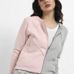Campus Sutra Colourblocked Cotton Front Open Sweatshirt-picture-11