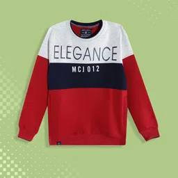 Monte Carlo Boys Red & Grey Melange Colourblocked Sweatshirt-image-83