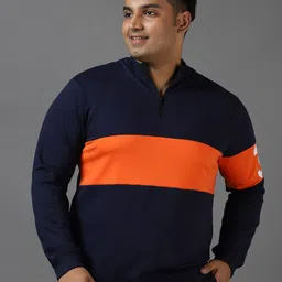 Urbano Plus Plus Size Colourblocked Cotton Round Neck Sweatshirt-picture-7