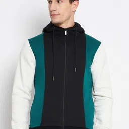 CAMLA Colourblocked Hooded Open-Front Cotton Sweatshirt-picture-15