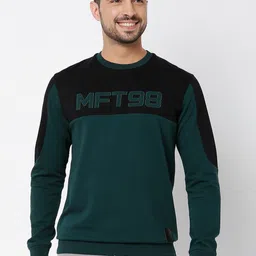 Mufti Colourblocked Slim Fit Full Sleeves Pure Cotton Sweatshirt-image-28