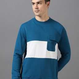 Urbano Fashion Men Colourblocked Pockets Sweatshirt-image-75