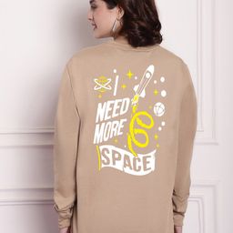 Imsa Moda Typography Printed Drop Shoulder Sleeves Oversized Pullover-7