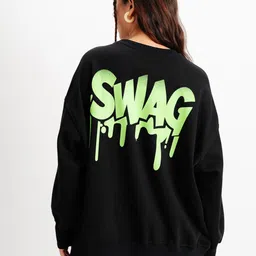FREAKINS Typography Printed Drop-Shoulder Sleeves Pullover Sweatshirt With Attached Teddy-27