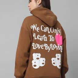 GRIFFEL Typography Printed Hooded Fleece Pullover-image-17
