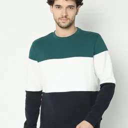 R&B Colourblocked Cotton Pullover Sweatshirt-picture-51