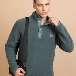 HIGHLANDER Self Design Regular Fit High Neck Toggle Hem Pullover-picture-39