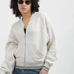 Tommy Hilfiger Women Solid V-Neck Pure Cotton Sweatshirt-image-63