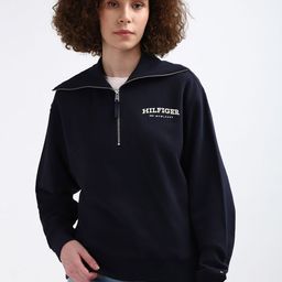 Tommy Hilfiger Mock Collar Long Sleeves Pure Cotton Pullover Sweatshirt-picture-2