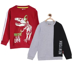 3PIN Pack of 2 Boys Red & Grey Printed Sweatshirt-picture-13