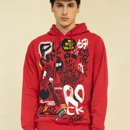 PUNK Graphic Printed Hooded Pullover Fleece Sweatshirt-picture-44