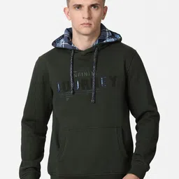 t-base Men Green Printed Hooded Cotton Sweatshirt-image-36