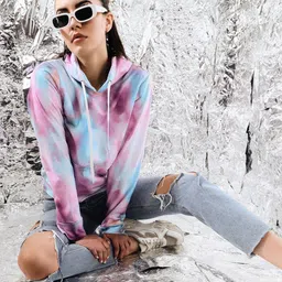 TANDUL Tie & Dye Printed Hooded Pullover Sweatshirt-18