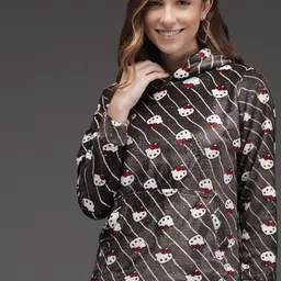 TANDUL Conversational Printed Long Sleeves Hooded Pullover Sweatshirt-picture-32