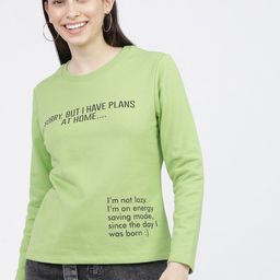 Tokyo Talkies Women Green & Black Printed Sweatshirt-image-66