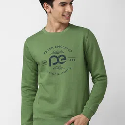 Peter England Casuals Men Green Printed Pullover Sweatshirt-image-80