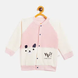 Camey Kids Pink Printed  Mandarin Collar Cotton Sweatshirt-image-84