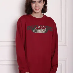 Imsa Moda Printed Oversized Fleece Sweatshirt-49