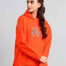 GRIFFEL Typography Printed Hooded Fleece Oversized Pullover-image-78