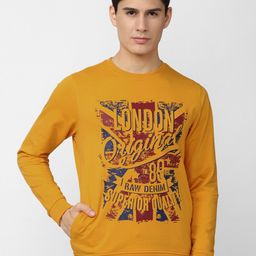 Peter England Casuals Men Cotton Orange Printed Sweatshirt-picture-35