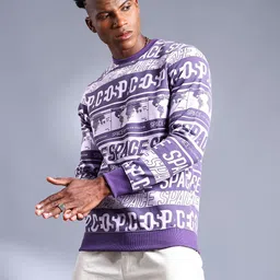 The Indian Garage Co Men Purple Printed Sweatshirt-image-92