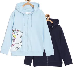 The Mom Store Girls Pack Of 2 Graphic Printed Hooded Cotton Front-Open Sweatshirts-image-81