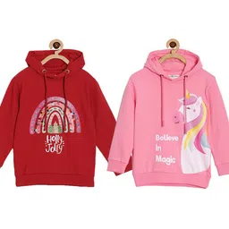 The Mom Store Kids Pack Of 2 Graphic Printed Hooded Sweatshirt-image-87