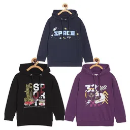 The Mom Store Kids Pack Of 3 Hooded Typography Cotton Printed Pullover-picture-16
