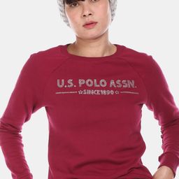 U S Polo Assn Women Red Printed Sweatshirt-image-51