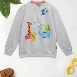 Lil Tomatoes Boys Grey Printed Cotton Sweatshirt-image-89