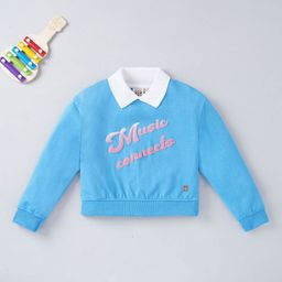 Ed-a-Mamma Girls Blue Printed Pure Cotton Sweatshirt-91