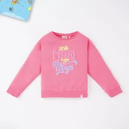 Ed-a-Mamma Girls Pink Printed Cotton Pullover Sweatshirt-image-64
