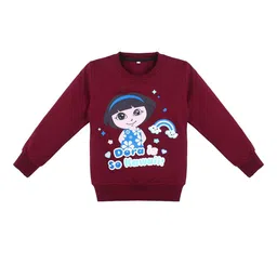 Superminis Unisex Kids Maroon & Blue Dora Printed Cotton Sweatshirt-image-83