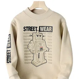 StyleCast Boys Beige Typography Printed Long Sleeve Cotton Pullover Sweatshirt-40