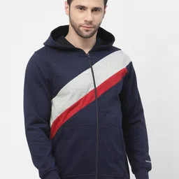 Kalt Men Striped Hooded Fleece Sweatshirt-image-86
