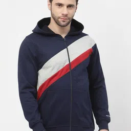 Kalt Men Striped Hooded Fleece Sweatshirt-image-6
