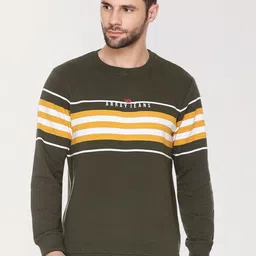 ARRAY Striped Round Neck Cotton Pullover-66