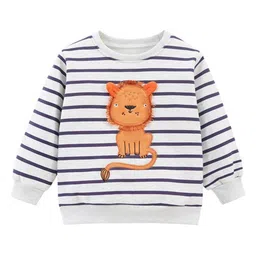 StyleCast Boys White Striped Long Sleeve Applique Cotton Pullover Sweatshirt-42