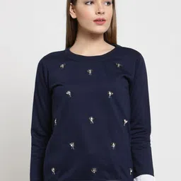 BAESD Embroidered Round Neck Long Sleeve Fleece Pullover Sweatshirt-image-47