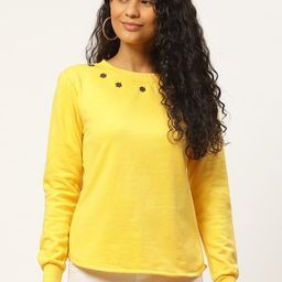 Belle Fille Women Yellow Solid Sweatshirt-image-35