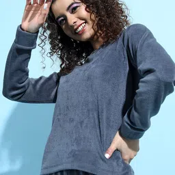 Tokyo Talkies Women Grey Solid Sweatshirt-image-95